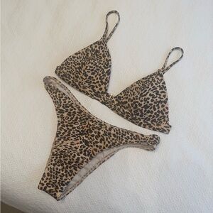 Hollister Ribbed Leopard Print Bikini Set